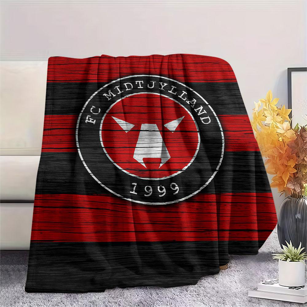 FC Midtjylland Logo FlAannel Blanket, High Quality Comfortable for All Seasons, Home Decor, Warmth and Comfort