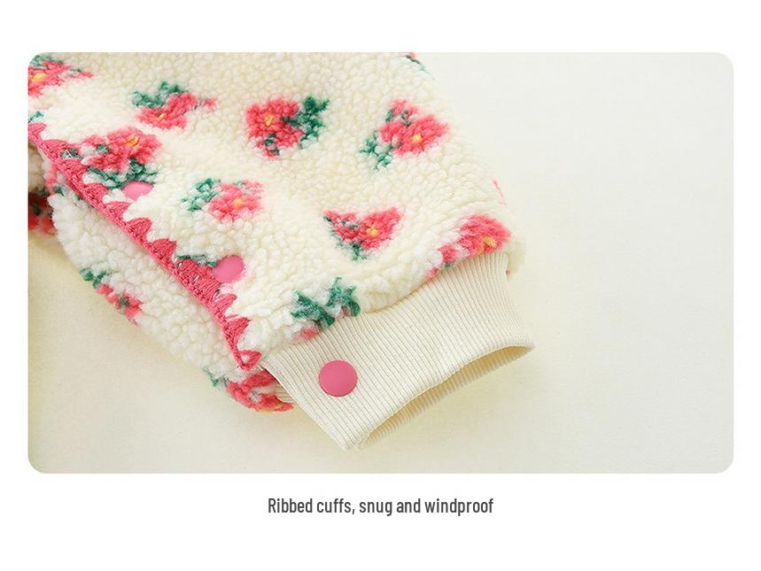 Baby Girl Fleece-Lined Lambswool Onesie: Autumn & Winter Warm Outerwear
