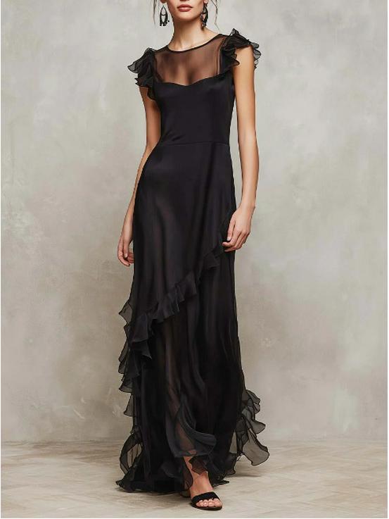 Cross-Border Asymmetrical Ruffle Skirt Large чёрный