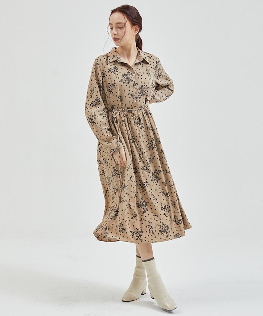 MANAVIS7 Diane Half Shirt Dress Beige