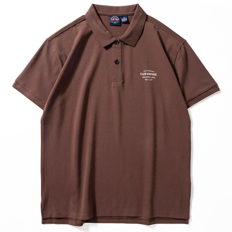 Polo Shirt Short-Sleeved Men s Summer New Pearl Cotton Business Casual Gentleman Short-Sleeved Youth Loose Lapels Half-Sleeved T-shirt Brown 3XL