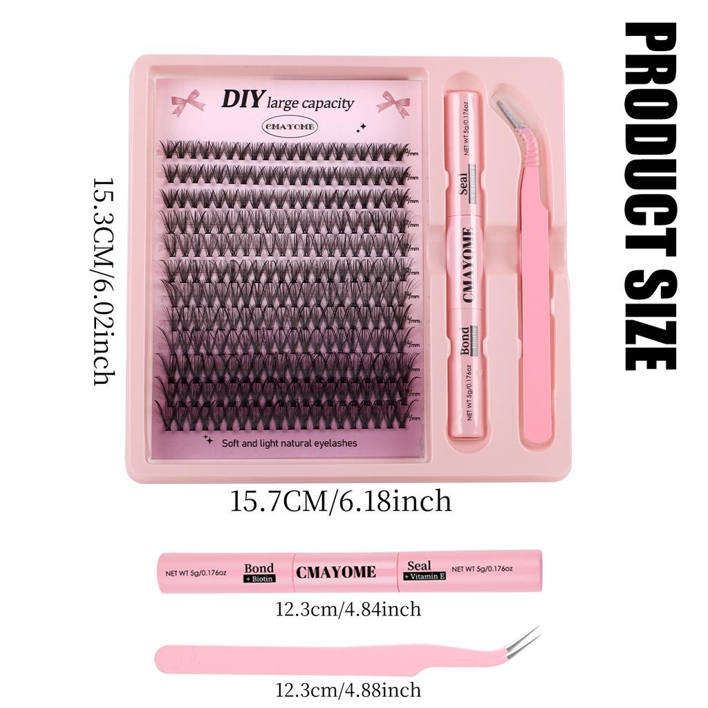 Segmented 10D-100D False Eyelashes DIY Kit, D Curl, Cluster Lashes, Natural & Voluminous