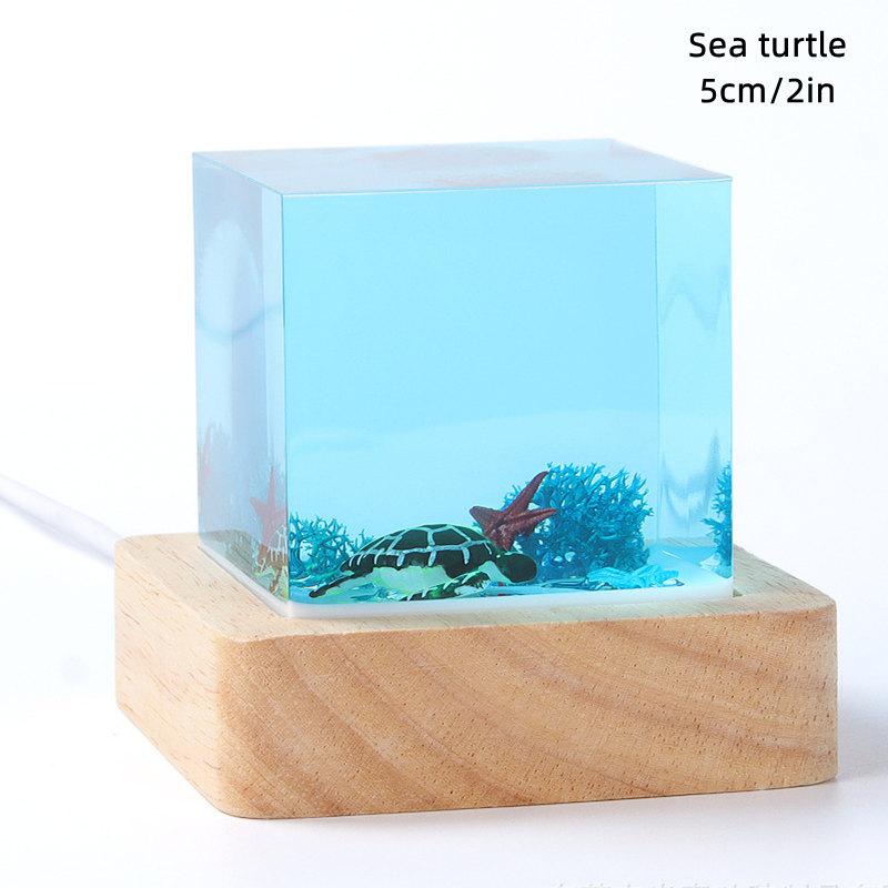

Seabed Organism Seaweed Shark Figurines Tabletop Art Decor Diver Deep Sea Exploration Resin Night Light Home Desk Luxury Gift