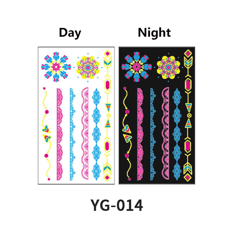 

Барная вечеринка Флуоресцентная неоновая татуировка наклейка Временная геометрия Перо Кружево Татуировка наклейка Украшения для тела Женские аксессуары 14