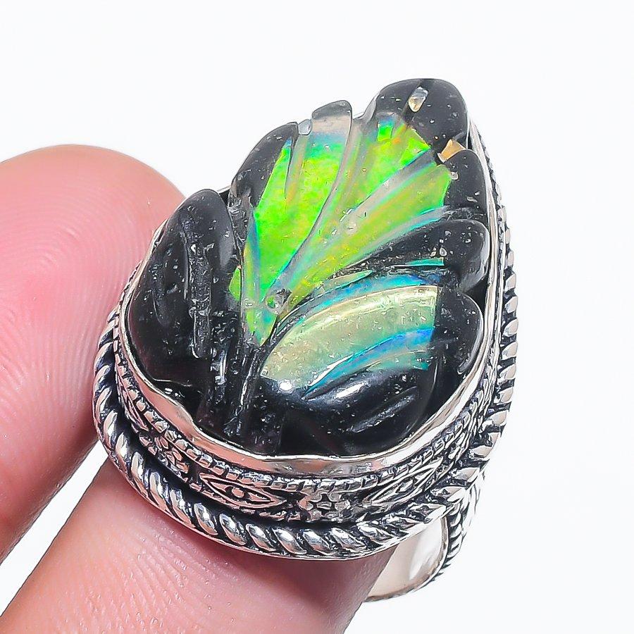 

Natural Australian Opal Doublet 925 Sterling Silver Jewelry Ring Size 9 Z0h08