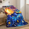 Swirling Night Sky with Stars, a Crescent Moon, and Abstract Mountains. for All Seasons Blanket Lunch Break Throw Gift