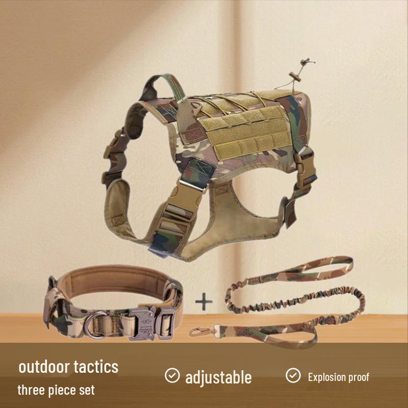 Adjustable Tactical Dog Vest & Leash Set - Anti-Shock for Large Dogs