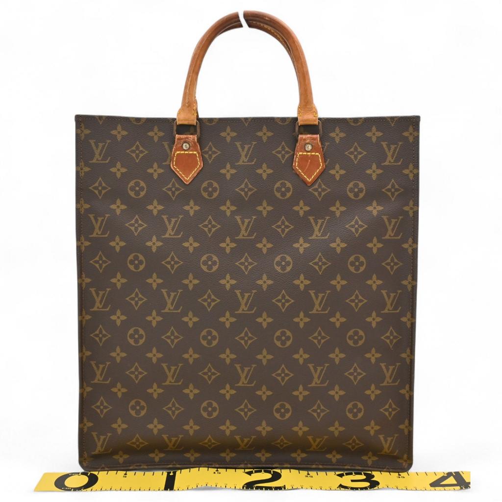 Auth LOUIS VUITTON Monogram Sac Plat Tote Bag Brown PVC Canvas Women’s lv4628bf