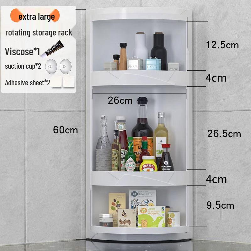 Triangle Kitchen Spice Rack: Wall-Mounted, Rotating Storage Shelf with Large Capacity and Punch-Free Corner Organizer