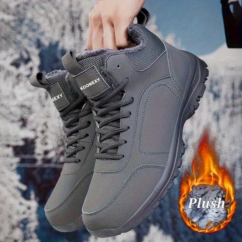 Men's Winter Snow Boots, Lace-Up Mid-Calf Design, Thick Plush Lining for Warmth and Comfort, Suitable for Cold Weather Sports and Casual Wear