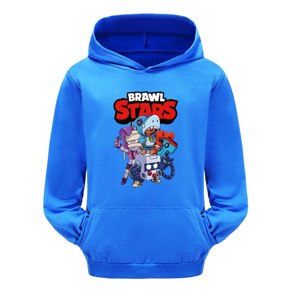 4093 Felpe con Cappuccio e Tasca Stampate Brawl Stars per Bambini e Bambine