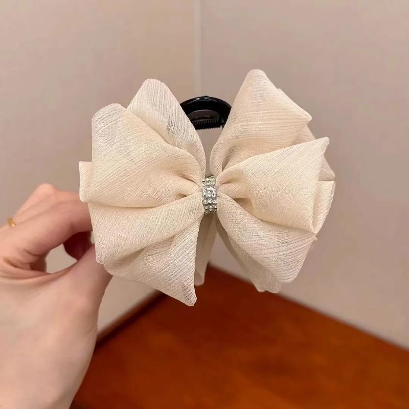 

Simple Silver Thread Rhindiamond Bow ClipElegant and Exquisite Fabric At The Back of The Head белый