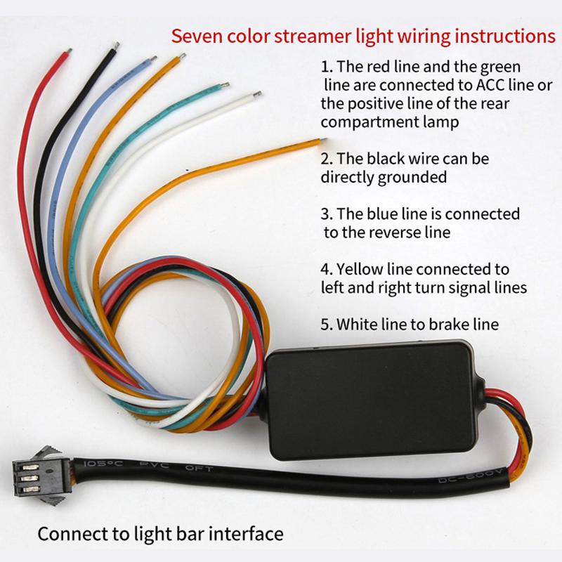 12V 120CM Auto Trunk Light LED Strip Running Brake Reverse Turn Signal Lamp 5050 RGB 72 SMD Waterproof Flowing Light Car Styling