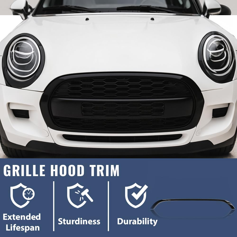 PIT66 Front Grille Hood Molding Trim Moulding, Compatible with 2007-2015 Mini Cooper R55 R56 R58 R59 (NOT fit S) Black #51132751040#MC1235100