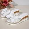 Fashion Fashion Bowknot Wedge Slippers for Women 2025 Summer Comfortable Non Slip Beach Shoes Woman Lightweight White Platform Sandals
