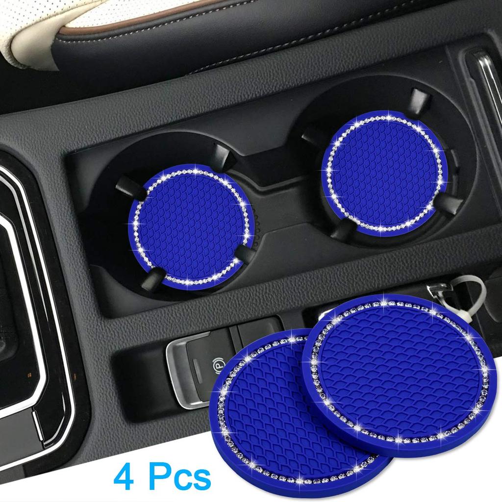 Wisdompro Car Non-Slip Coaster Bling Car Drink Holder Cup Mat Vinyl Anti-Slip Vibration Proof