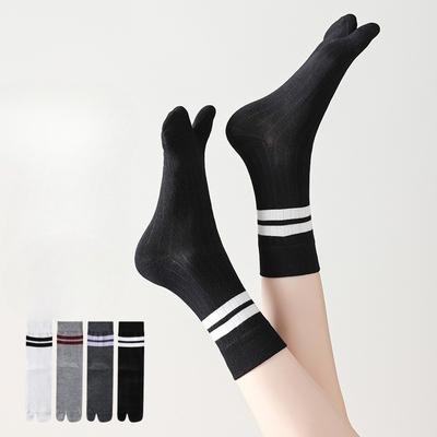 Meias de Dois Dedos para Mulheres, Meias de Cano Médio, Branco Outonal Chinelos, Meias para Dedão e Dedinho para Mulheres, Cano Longo de Cinco Dedos, Dedos Separados, Meias de Dois Dedos