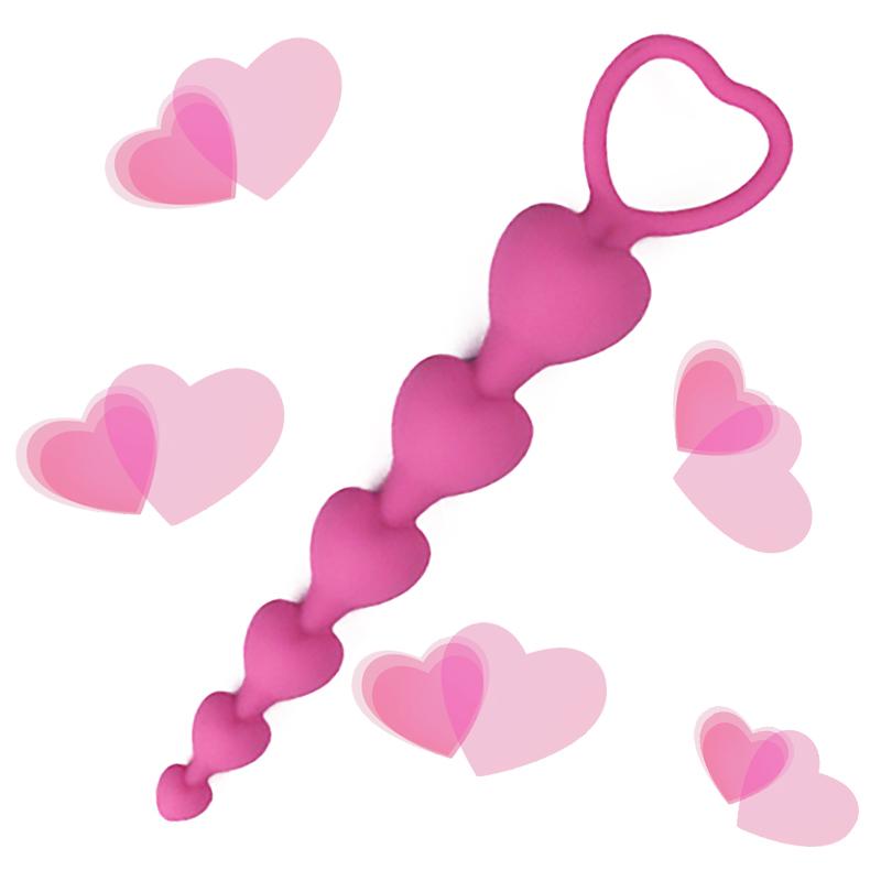 Heart Shaped Silicone Anal Beads Butt Plug Balls