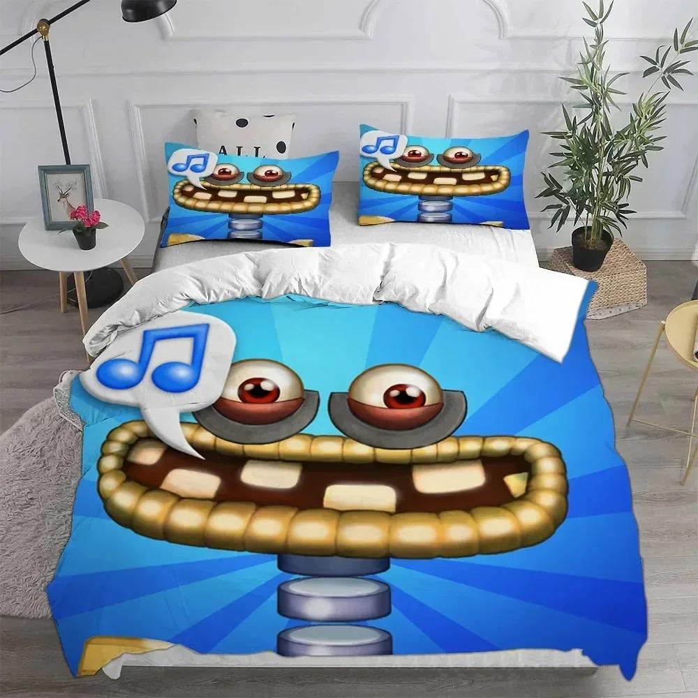 Anime My Singing Monsters Video Game Cartoon Printed Bed Set Duvet Cover Pillowcase Bedding Set Bed Linen Sheet Quilt Full Size