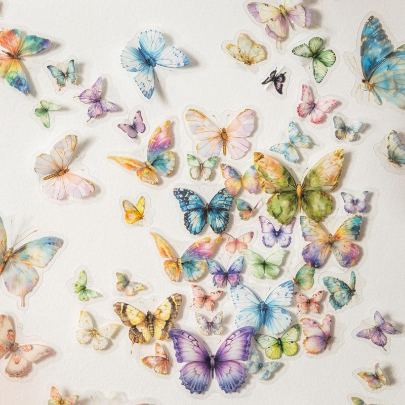 50pcs Butterfly Stickers pack Junk Journal Planner Collage Aesthetics Decoration Scrapbooking Supplies School Stationery Sticker