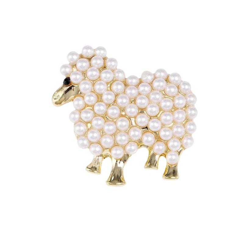 1Pcs Fashion Pearl Sheep Themed Animal Brooch Exquisite Unisex Jewelry for Men Women Work Wear Daily Decoration