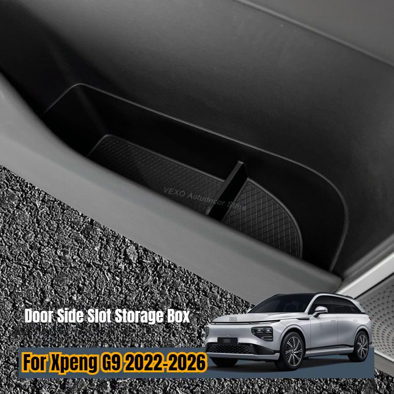 For Xpeng G9 -2026 Door Side Slot Storage Box Tray Door Pocket Under Storage Panel Modified Organizer Interior Accessories