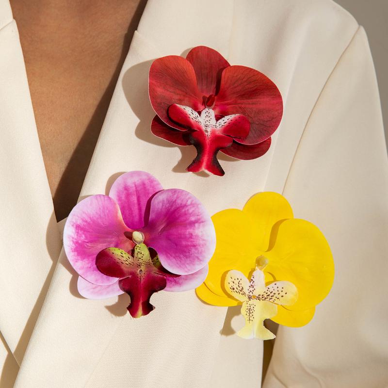 1/10Pcs 3D Butterfly Orchid Brooch Simulation Elegant Plants Brooch For Women Girls Pretty Flowers Jewelry Clothes Backpack Pins