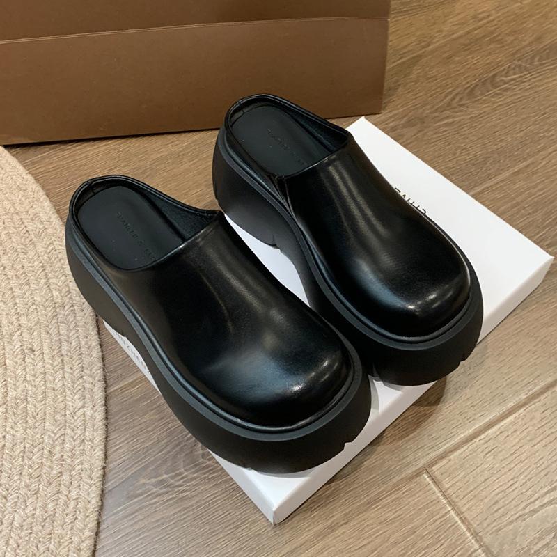 Internet Celebrities Heel-free Slippers Spring New Popular Super High Heel Bag Head Shoes Breathable and Cool