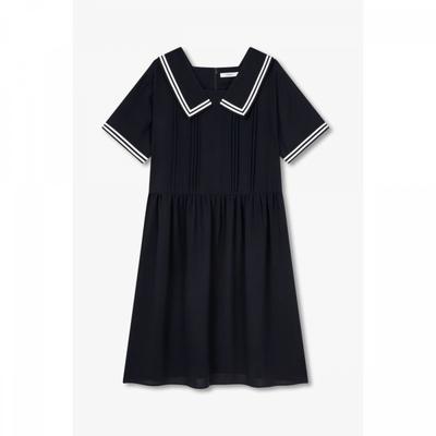 Wide Collar Poly Dress