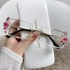 Rectangular Small Frame Diamond-inlaid Sunglasses Women's Small Face Round Face Sun Protection Sunglasses Trendy