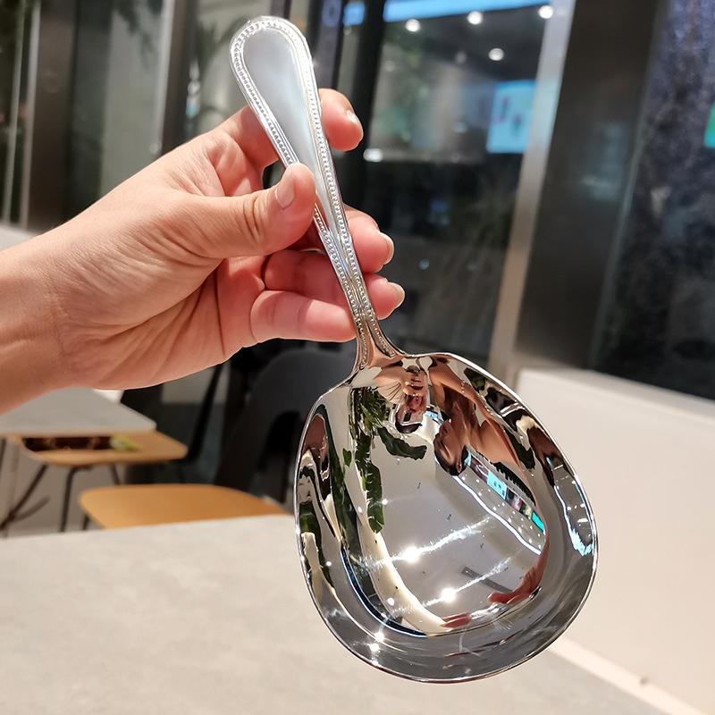 Cuillère à riz en acier inoxydable Cuillère à soupe Cuillère de service ménagère pour servir le riz El Restaurant Cuillère de service Cuillère de partage