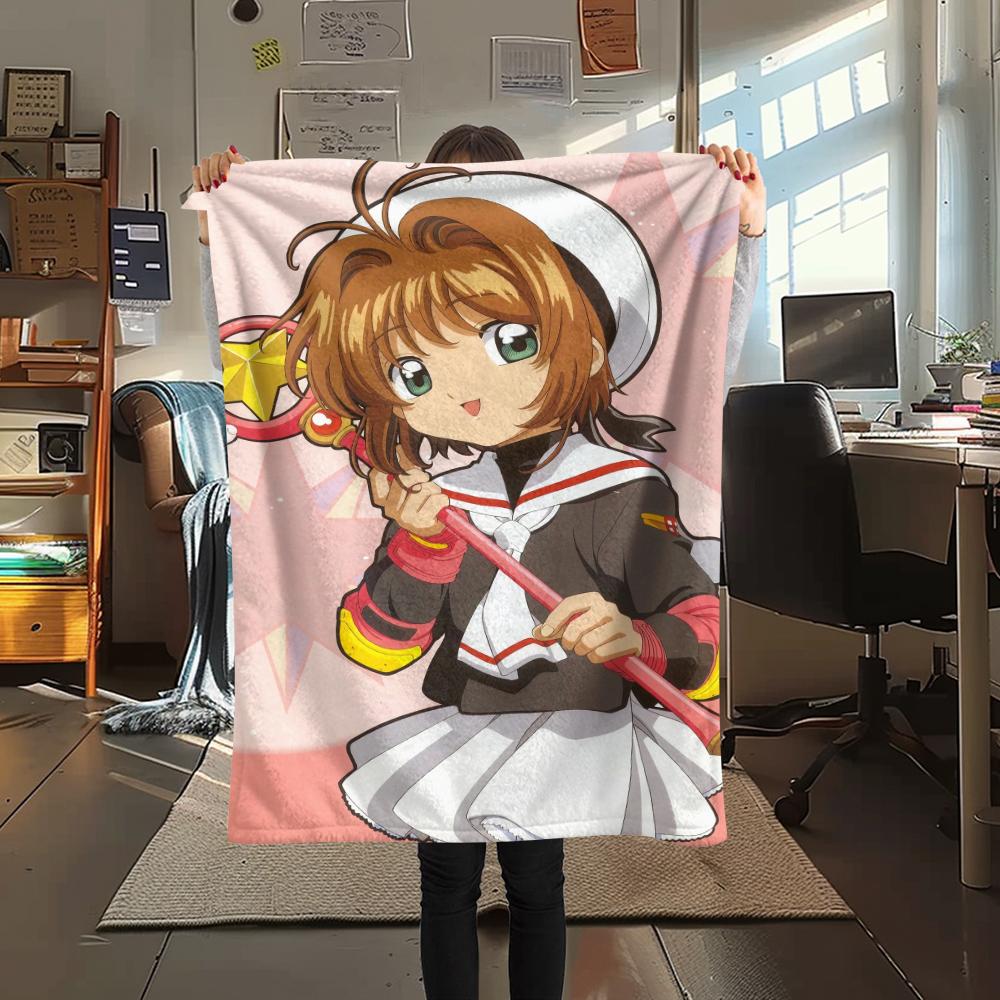 1PC Cardcaptor Sakura Print Flannel Blanket, High Quality All Seasons, Home Decor, Warmth and Comfort, Perfect for Christmas Gifts