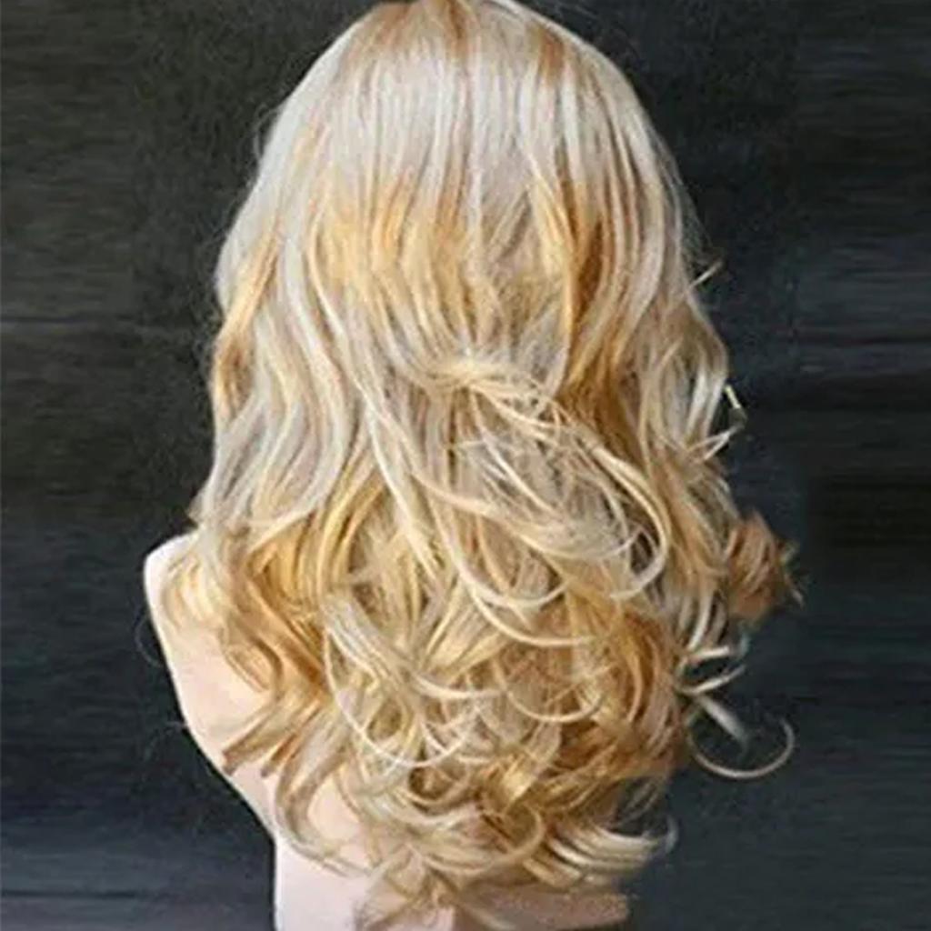 Blonde Synthetic Wigs For Women Soft Long Wave Synthetic Wig Gloden Blonde High Temperature Wire Cosplay Drag Queen Wigs