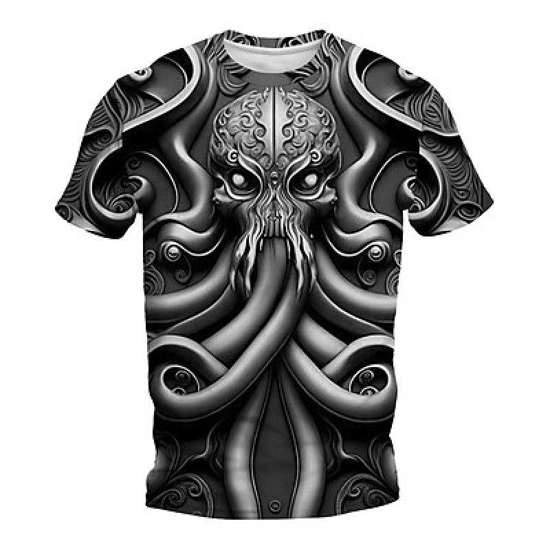 Fashion Horror Skull 3d Print Men's T-shirt Summer Classic Casual O Neck Short Sleeve Loose Oversized Tops Tee Shirt Men Clothes