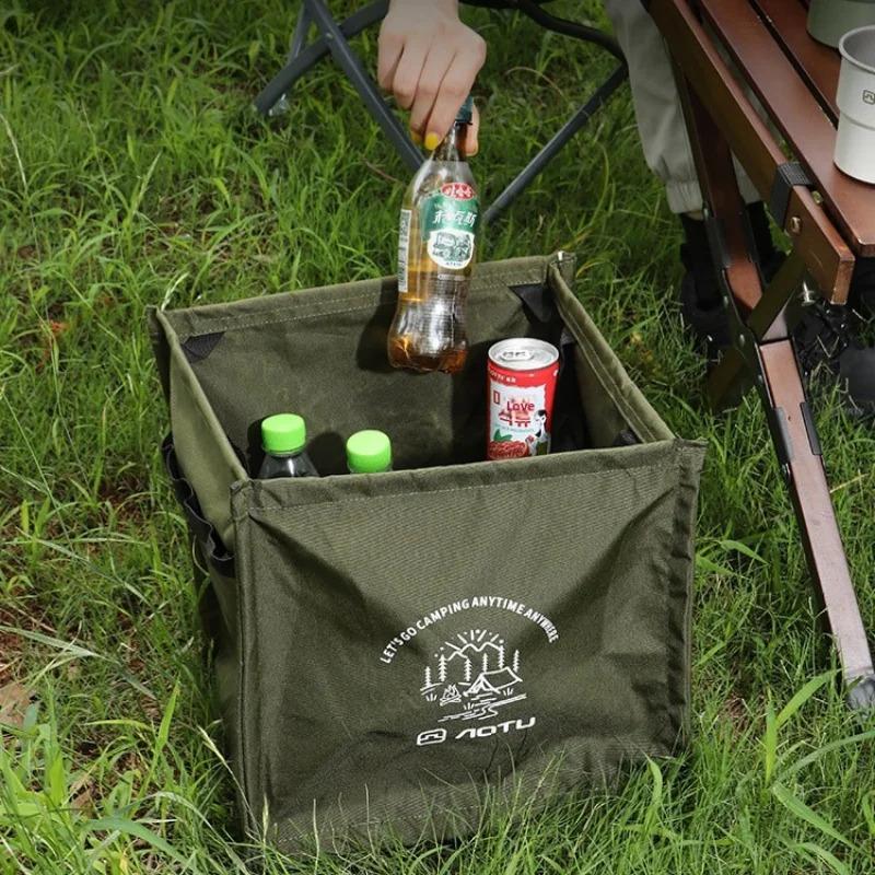 Portable Camping Trash Can, Foldable With Handle, Outdoor Multifunctional Large Capacity Storage Box, Travel Trash Can, Camping