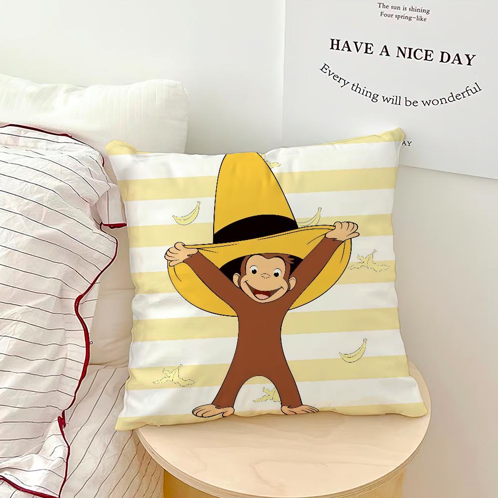 Kawaii Cute Cartoon C-Curious G-Georges Monkey Comfortable Soft Pillow Case for Sofa Living Room Home Decor Protective Covers