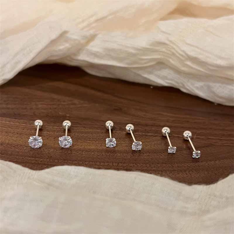 Elegantní puzetové náušnice se šroubovacím zapínáním, třpytivé zirkonové a diamantové akcenty, hypoalergenní, dárkové šperky, jemné doplňky pro piercing uší, dárek pro ženy