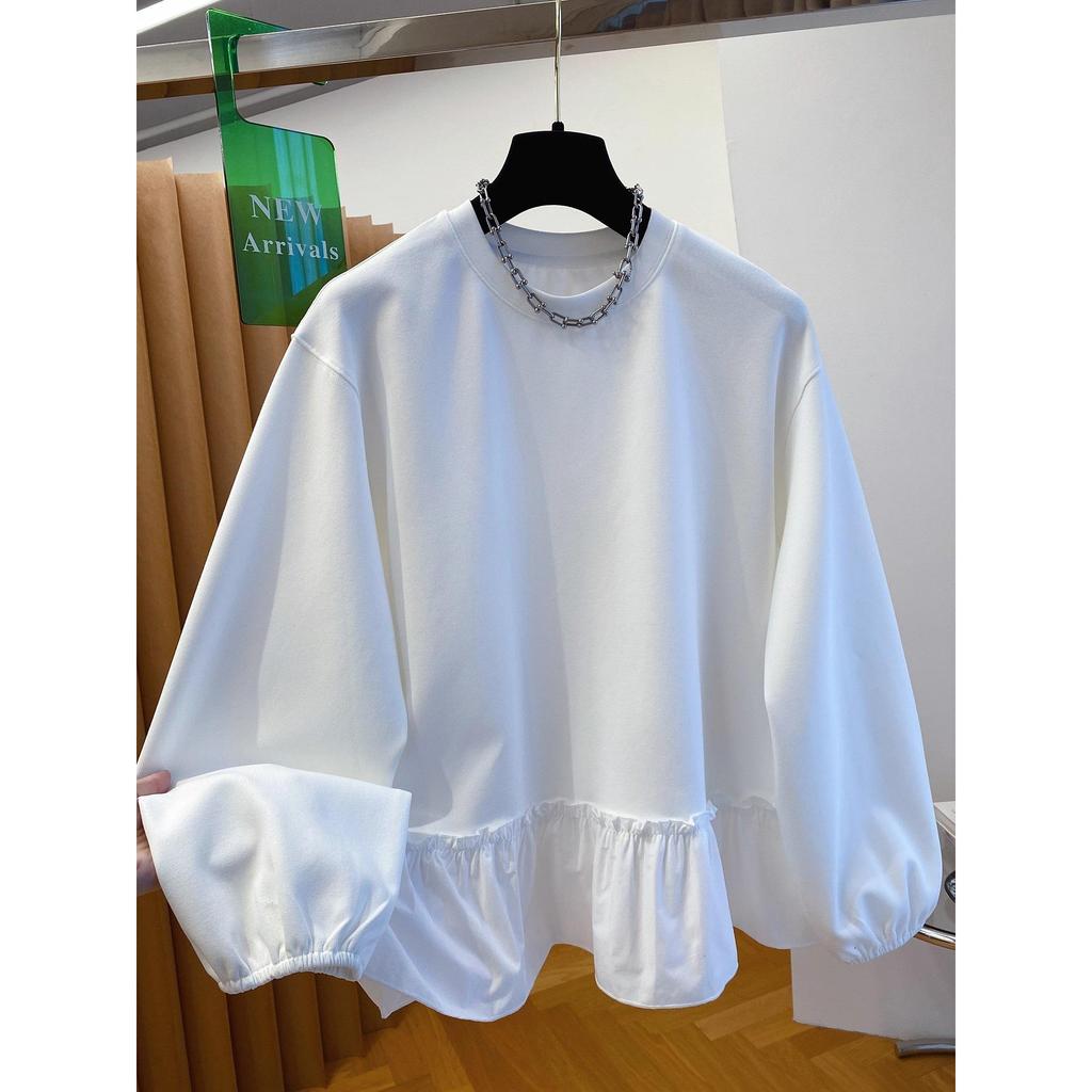 Cross-Border Autumn/Winter Ruffle Long Sleeve Women's T-Shirt - Loose, Chic, Unique Design