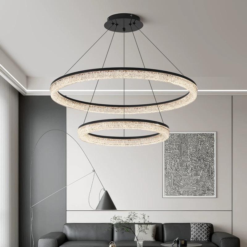 Light Luxury Italian Modern Chandelier - Grand Round Ring Nordic Lighting Fixture for Living Room or Hall