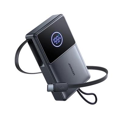 Powerbank 10000mAh 22.5W Ze Zwijanym Kablem USB-C - Czarny