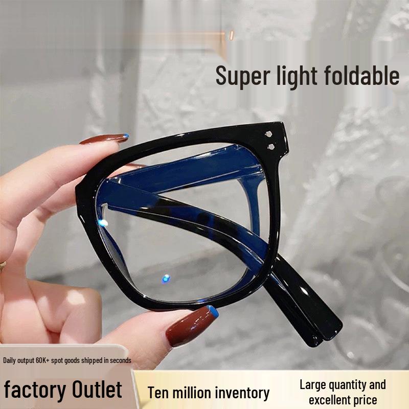 Women's Ultralight Black Frame Folding Reading Glasses with Anti-Blue Light