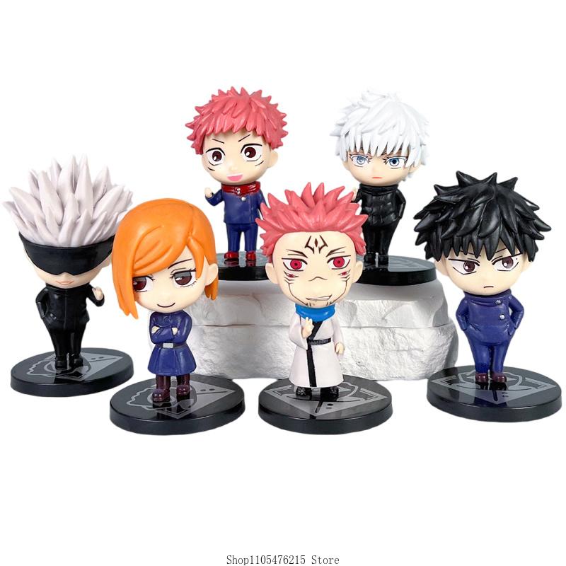 Anime Figure 6Pcs/set Jujutsu Kaisen Gojo Satoru Yuji Itadori Figure Doll Toy Action Figure Yuji Itadori Fushiguro Model Toys