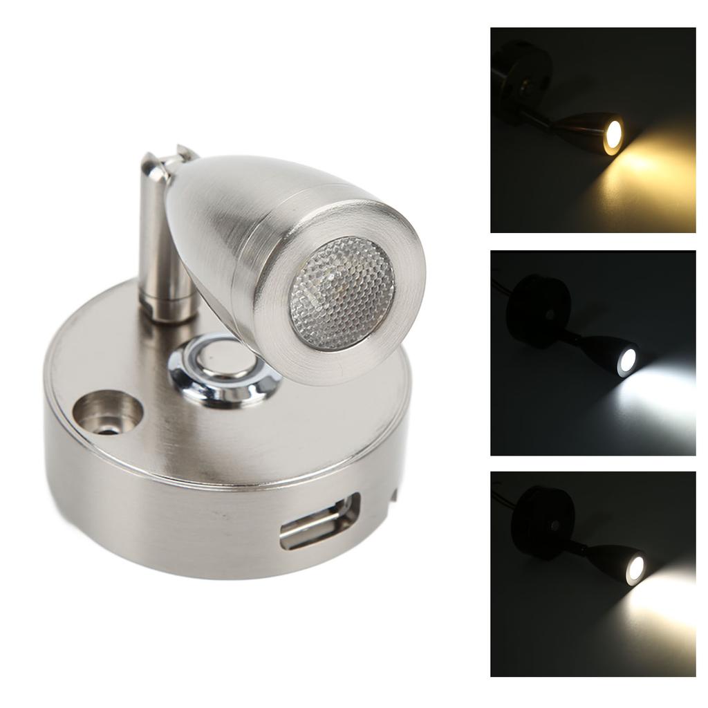 LED RV Rding Light Touch Dimmer 3 Lighting Color with USB Charging Port 1224V 3W for Camping Trailers Yachts