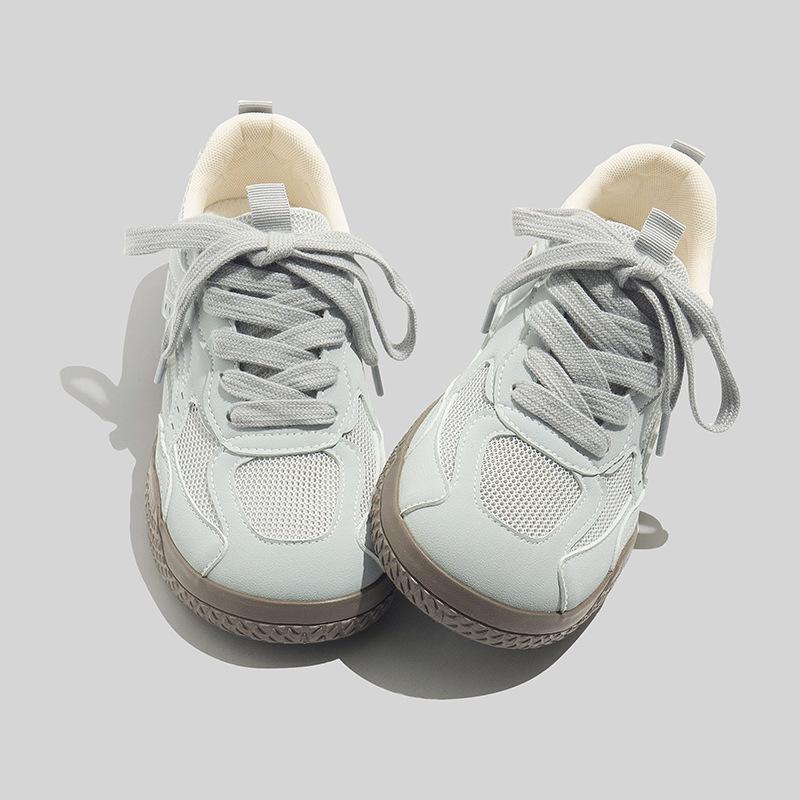 All-match White Shoes Fashionable Women's Shoes Casual Sneakers Mesh Breathable Sports Shoes Height-enhancing German Training Shoes