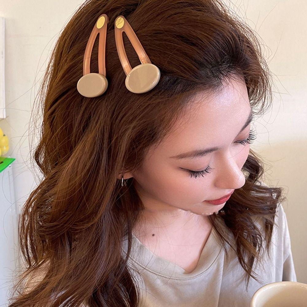 

2pcs Y2k Oval Hair Clip Acrylic Hairpin Creative Candy Color BB Clip Girls бежевый