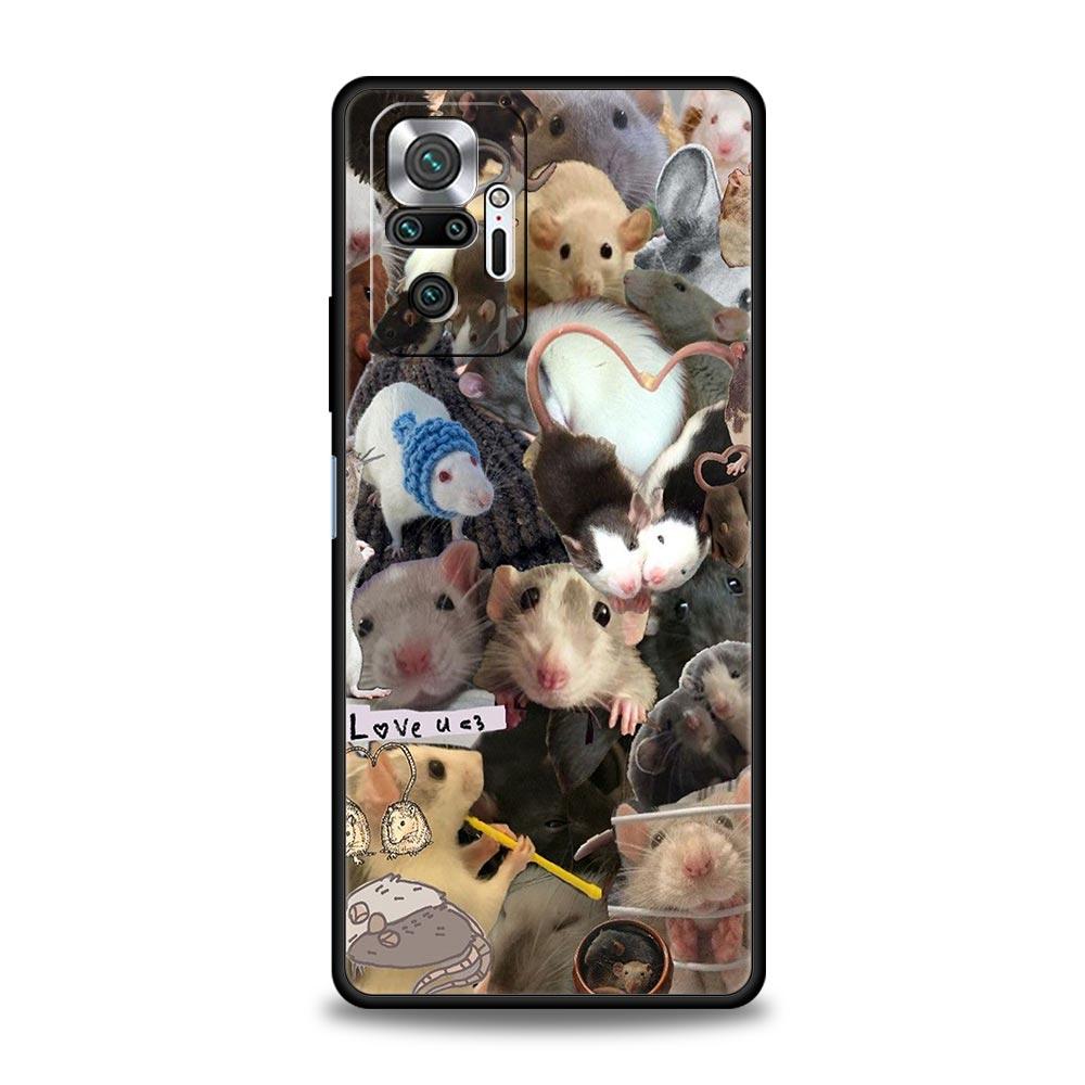 Phone Case Cover for Redmi 14C 10C Note 15 14 13 12 10 11 Pro Plus K40 5G Soft TPU Shockproof Fundas Funny Rock And Roll Mouse