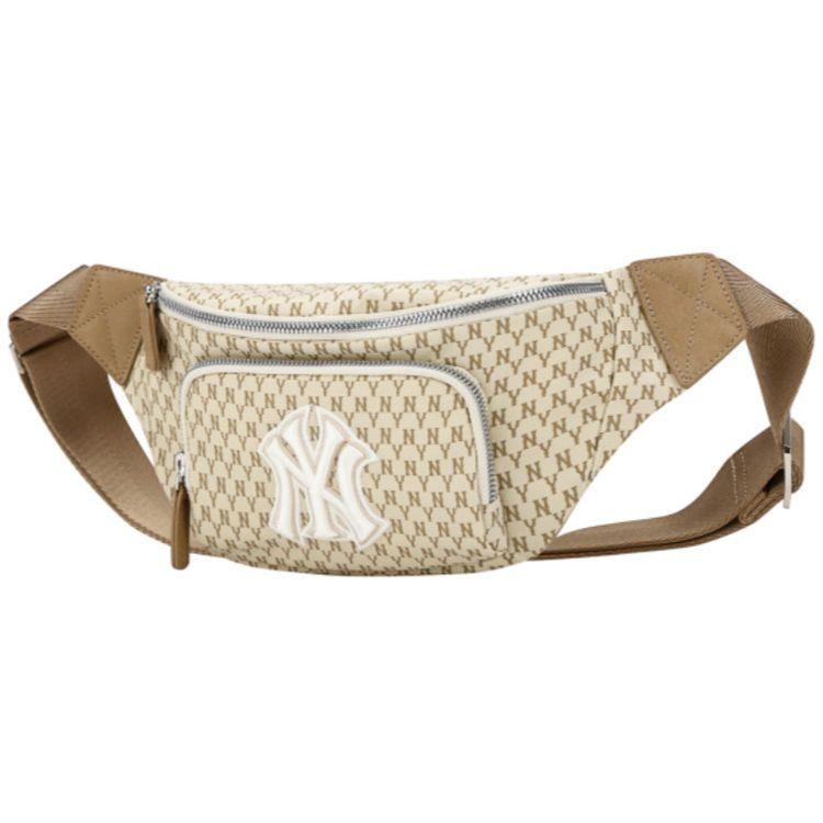 MLB Monogram Series New York Yankees Casual Classic NY Print Waist Bag Unisex Waist Bag Beige 32BGC9941-50B