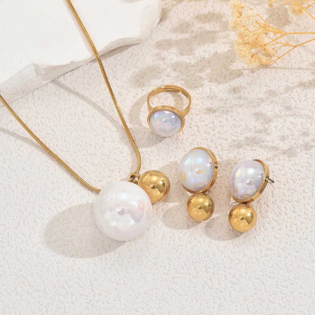 Fashion Ladies Necklace Earrings Jewelry Set Geometric Set Jewelry Design Open Ring Clavicle Chain