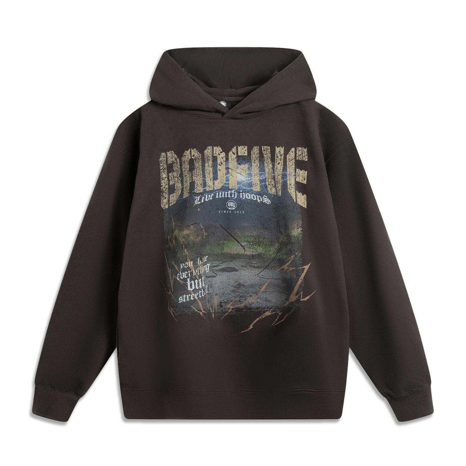 

Худи с принтом букв Li Ning Basketball Series Bad Five, мягкое, дышащее, универсальное, свободное, мужское худи AWDV189-2 M