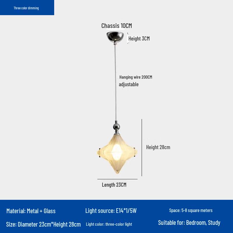 

French Designer Bauhaus Star Chandelier: Luxury Glass Light for Bedroom, Foyer, Bedside, or Corridor. Excludes Bulb